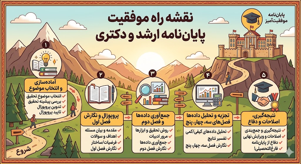 نقشه راه موفقیت در نگارش پایان نامه کارشناسی ارشد و دکتری چیست؟